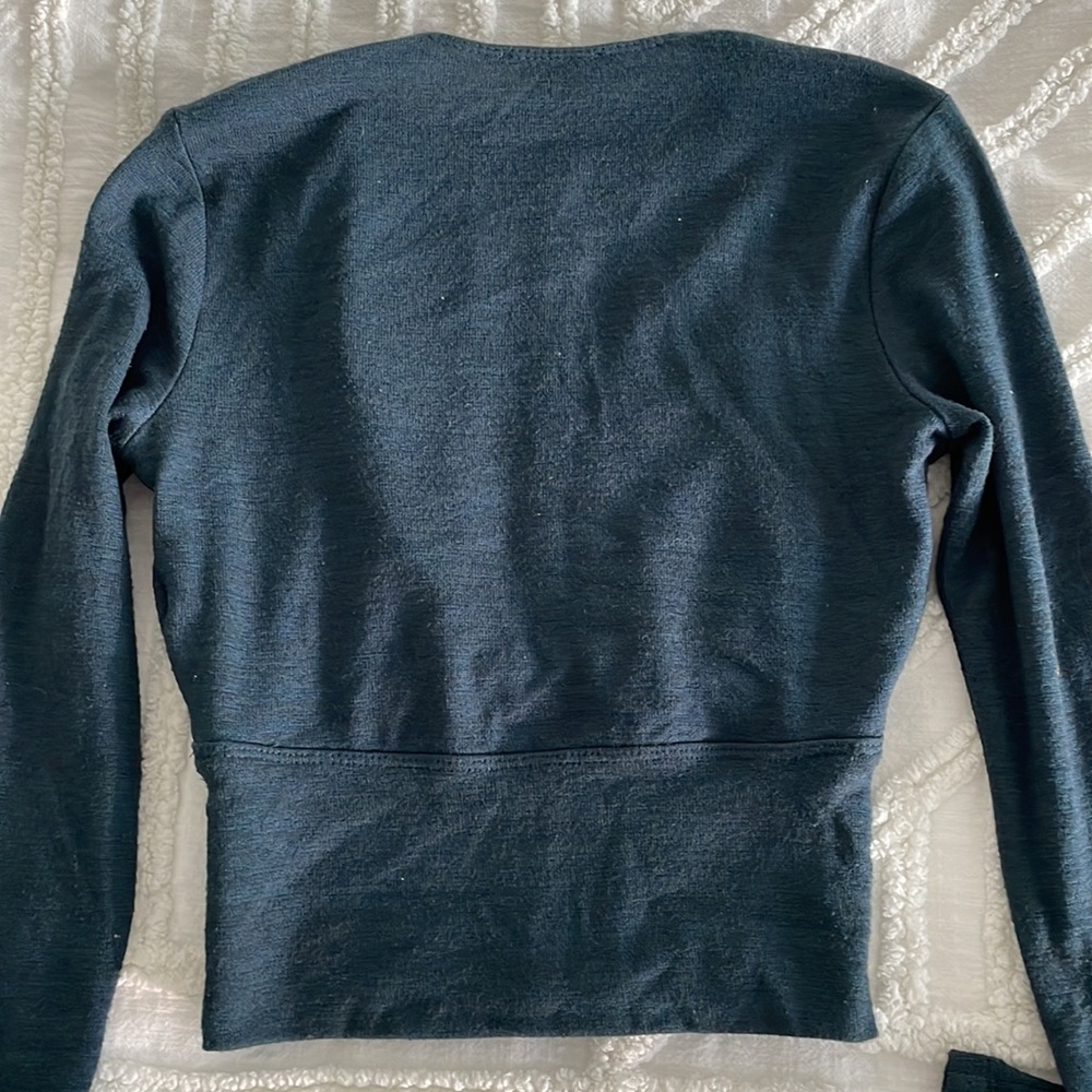 Wilfred Deep V-Neck Cropped Top in Dark Teal - Picture 5 of 7